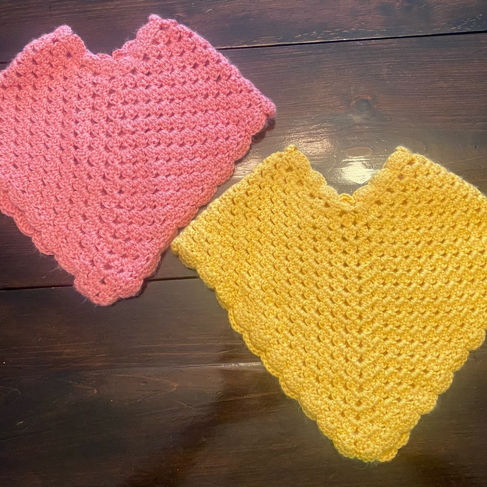 Handmade Baby/Toddler Crochet Capelet in Pink and Yellow - One Size